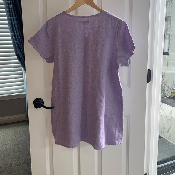 NEW FLAX IRIS Thistle PURPLE Lavender Women's Top TUNIC LONGLINE CREWNECK MEDIUM - Picture 5 of 8
